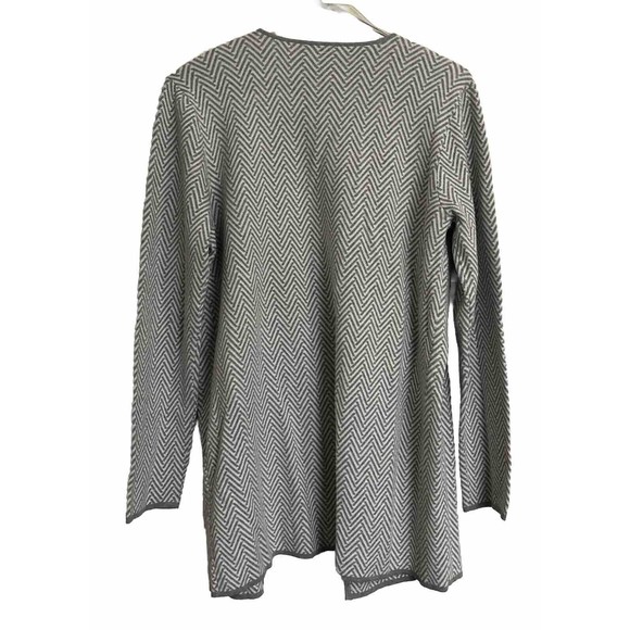Vince Camuto Women’s Herringbone Cardigan Gray/White Size Large  Long Sleeve - Picture 2 of 8